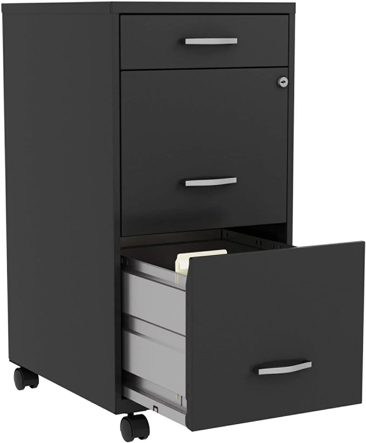 HYHBIBOOM LYS SOHO Box/File/File 3-Drawer Mobile File Cabinet Black 14.3" x 18" x 29.5"