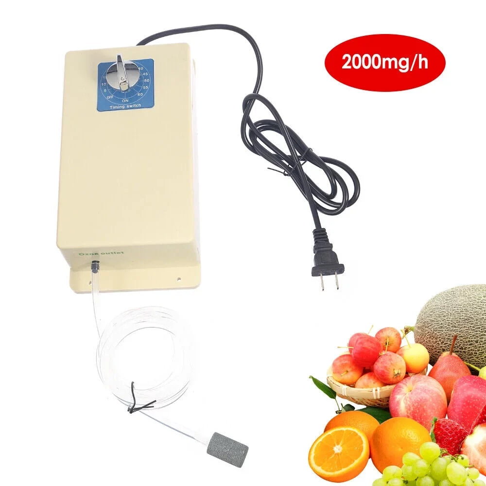 2000mg/h Ozone Generator Machine Air Water Sterilizer Purifier + Time Swithch