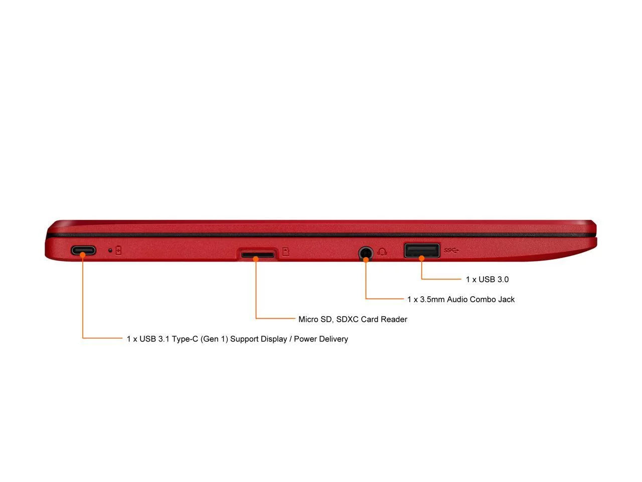 ASUS Chromebook Laptop in Red, 12, Intel Celeron, 32GB Flash Storage, 4GB RAM, C223NA-DH02-RD
