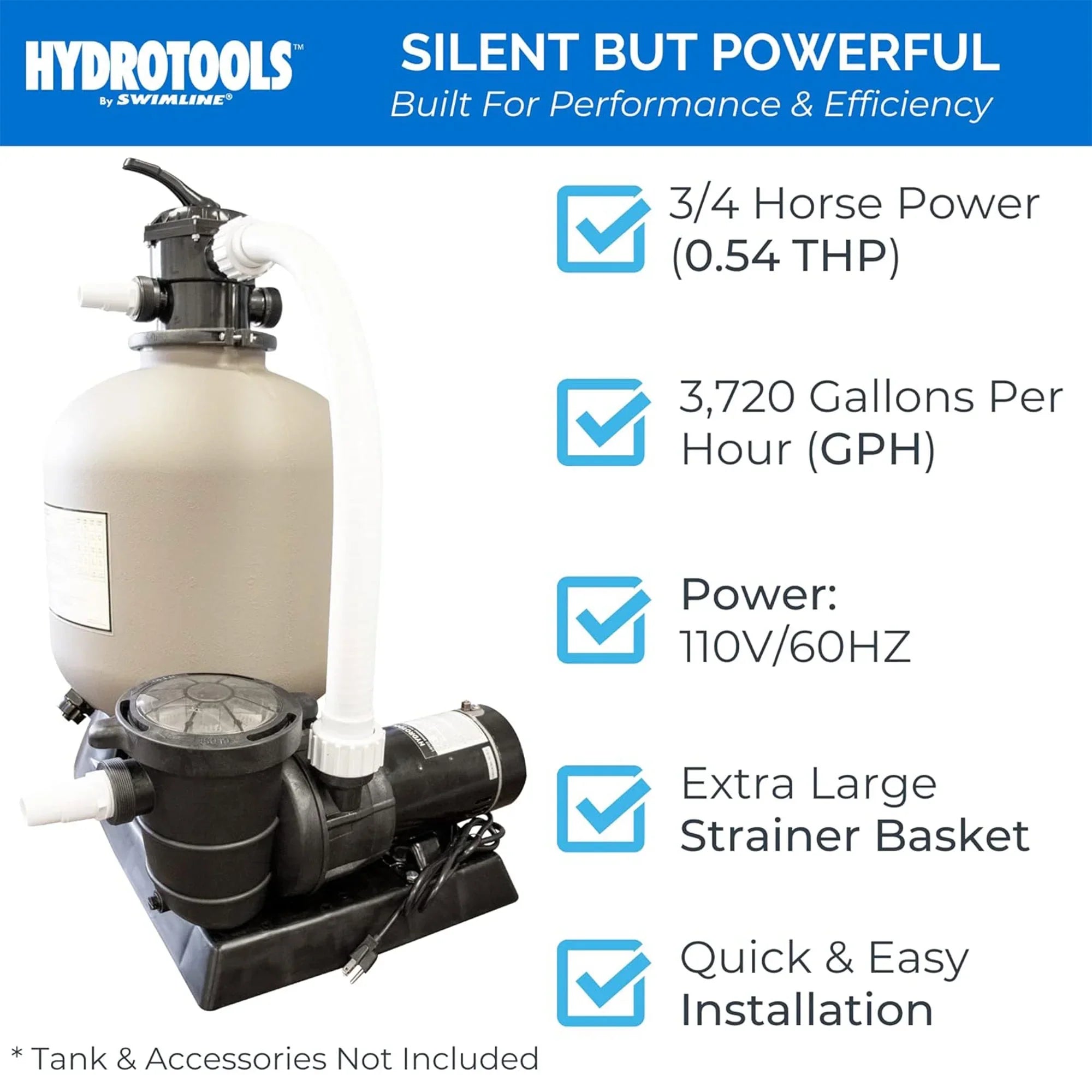 Swimline HydroTools Hydro Flo 0.75 HP Vertical Discharge Swimming Pool Pump