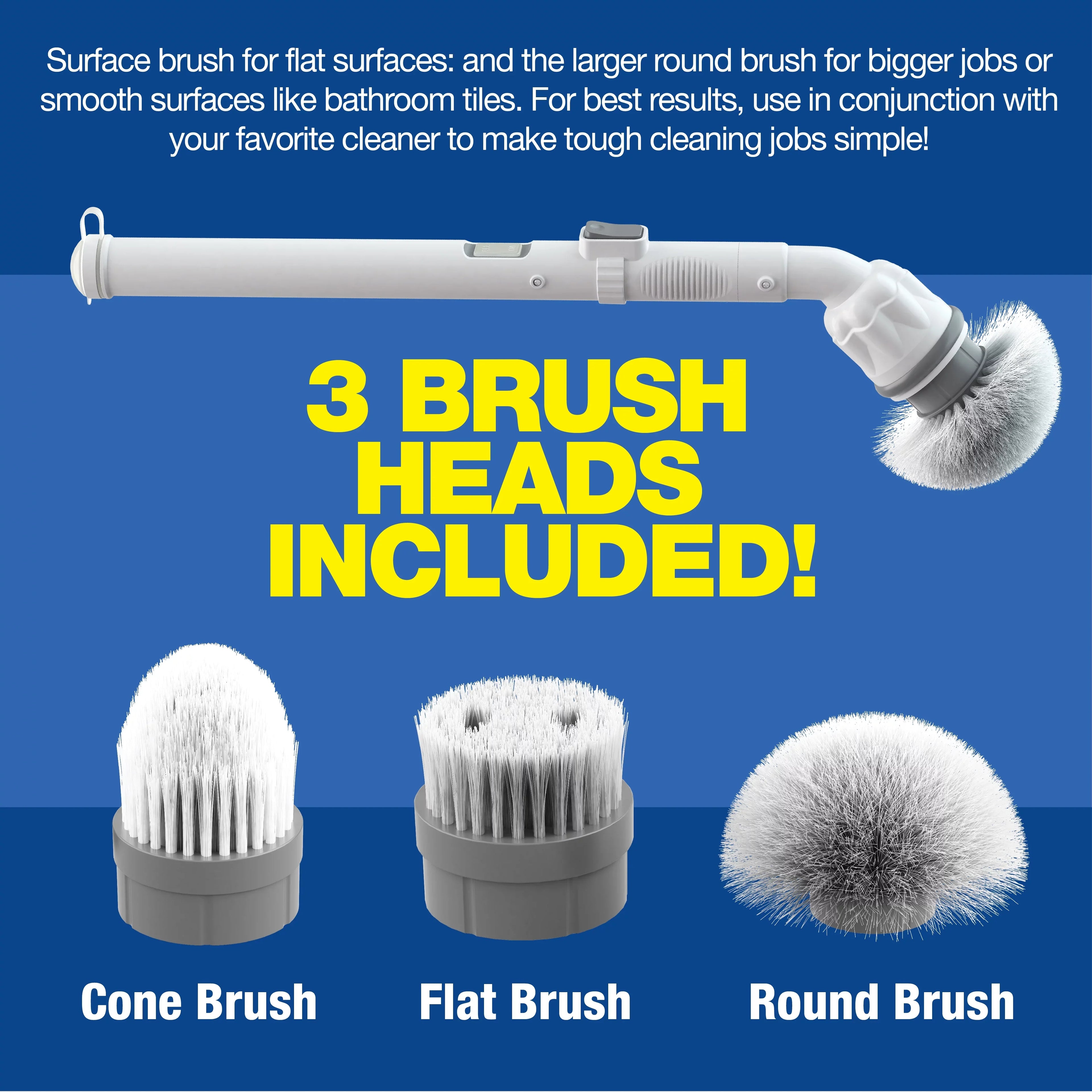Scrubtastic Spin Scrubber Electric Scrubber Multi-Purpose Surface Scrubber and Cleaner, 1 Pack & 3 Brush Heads