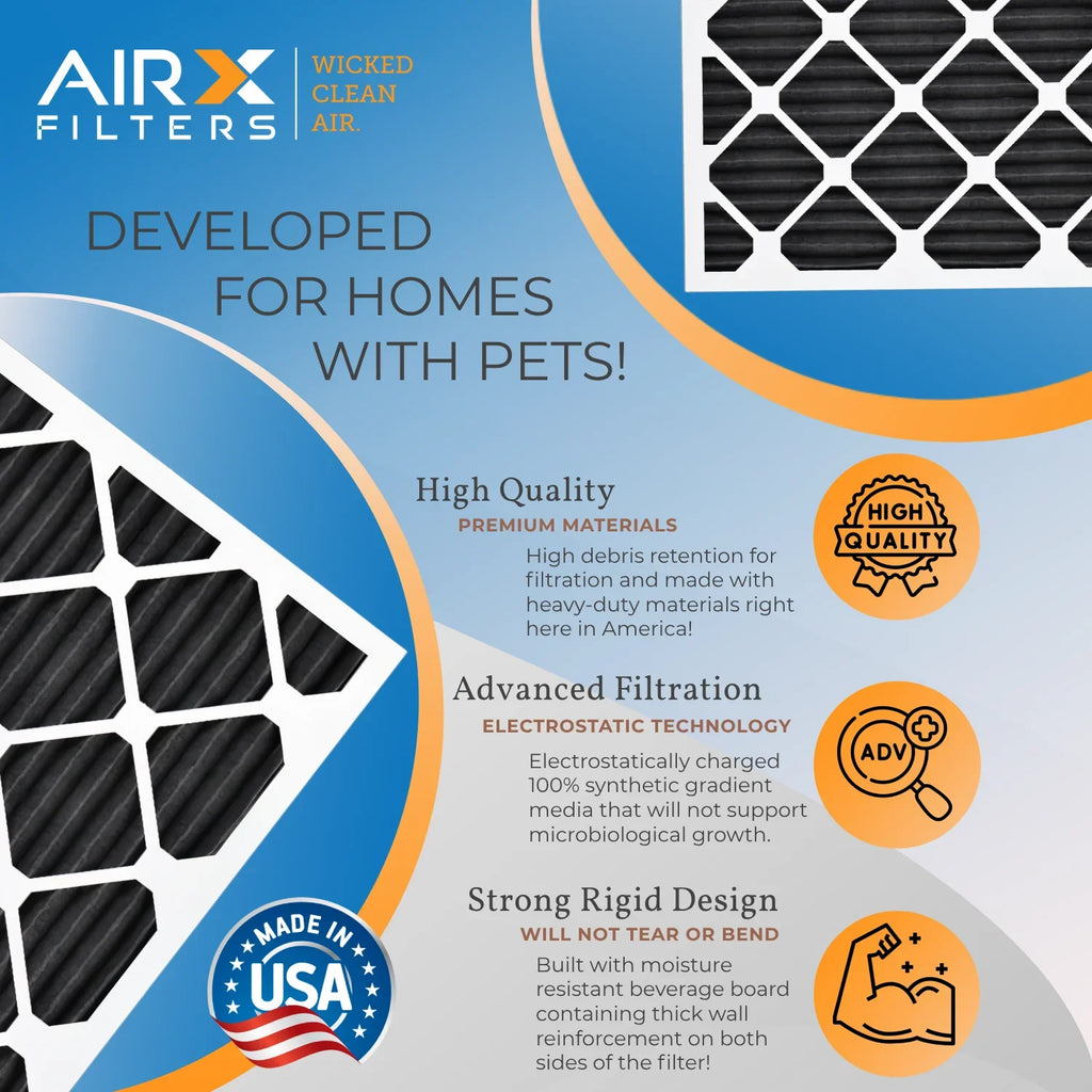 14x24x1 Air Filter MERV 8 Rating, 12 Pack of Furnace Filters Comparable to MPR 700, FPR 5, Pet Odor Retention Filters - Made in USA by AIRX FILTERS WICKED CLEAN AIR.