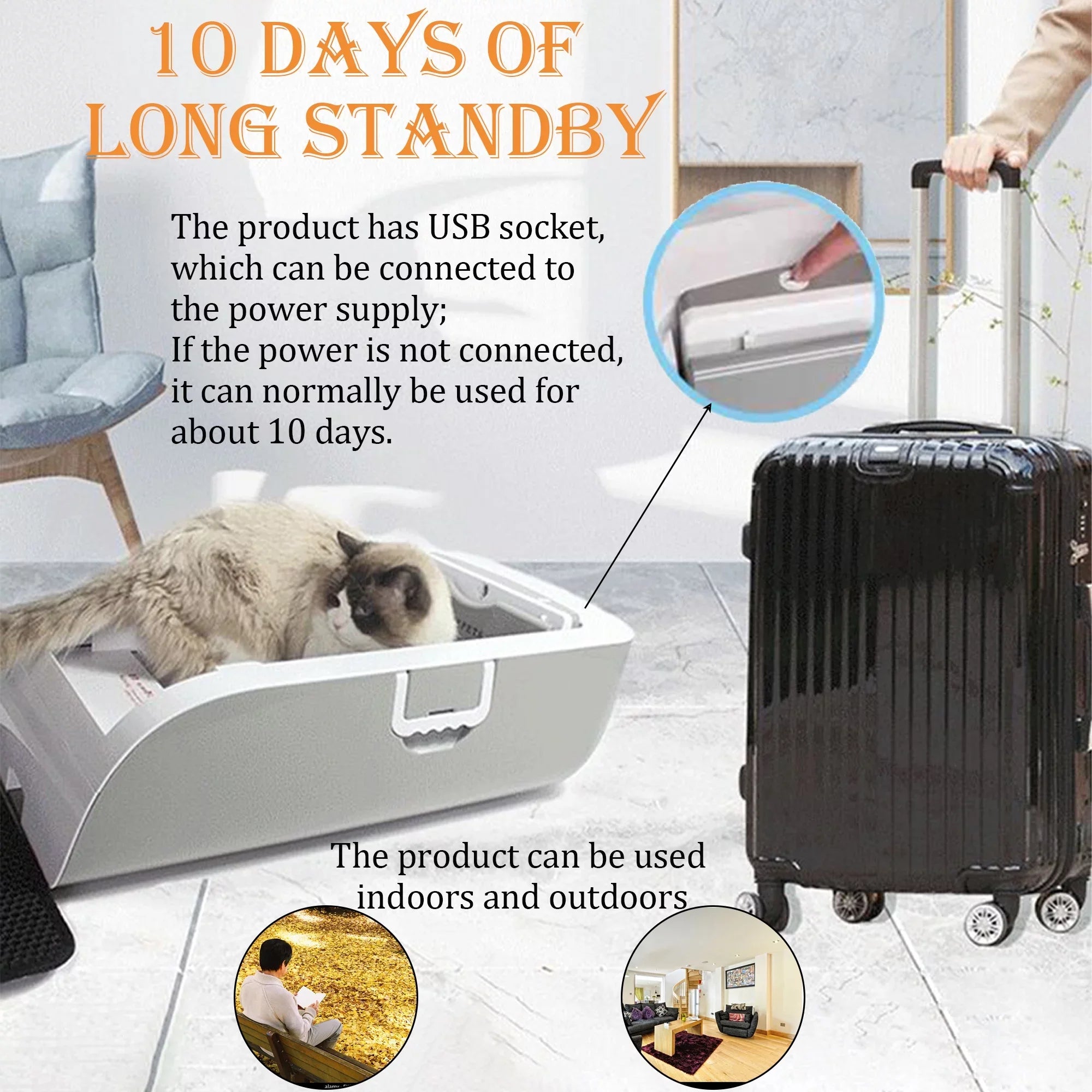 Suhaco Automatic Cat Litter Box Self Cleaning Litter Box Smart Intelligent Sensing Anti-pinch No Scooping Odor Removal APP Control with Hood & Litter Mat