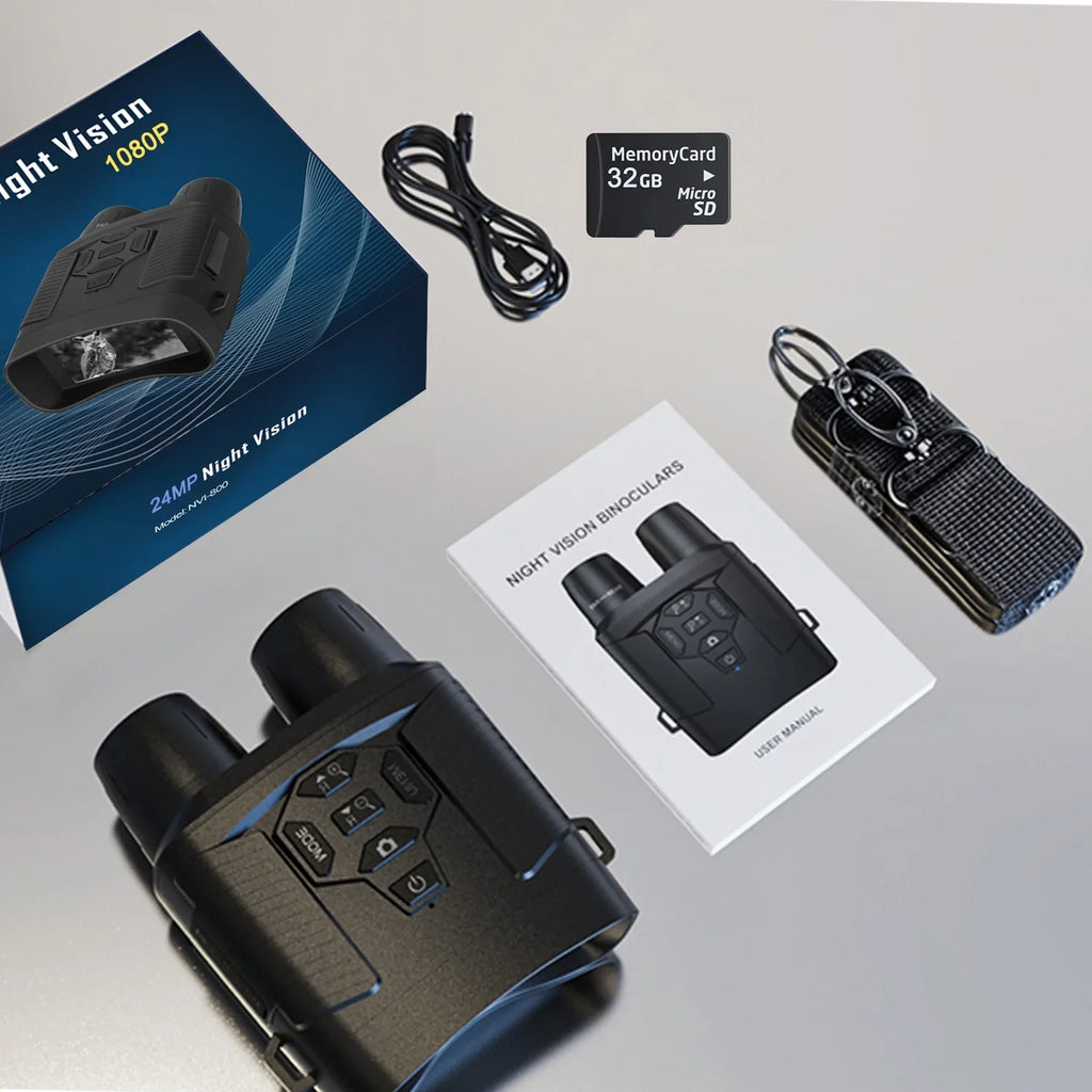 SuntekCam Night Vision Goggles Night Vision Binoculars with 32GB SD Card 24MP/1080P 6x Zoom Suitable Hunting at Night and Taking Pictures and Videos NVI-800