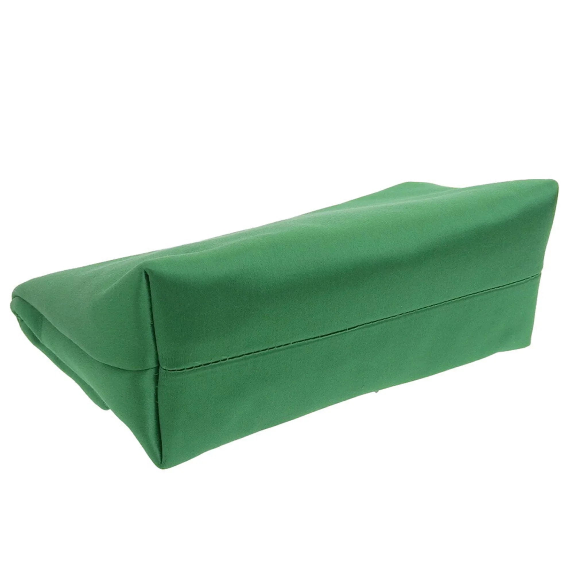 Pre-Owned Burberry BURBERRY pin clutch bag viscose silk rhinestone bijou green (Like New)
