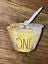 Rae Dunn Yellow Speckled Ceramic Measuring Cups Black Lettering 4-piece set includes 1 each of One Half Third Quarter Cup Kitchen