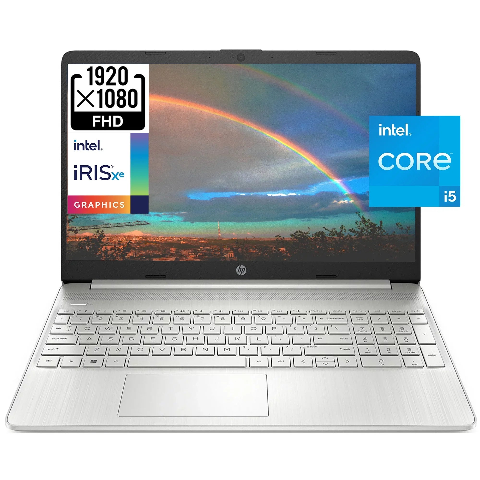 HP 15 15.6" Full HD Business Laptop Computer, Intel 4-core i5-1135G7, 16GB RAM, 512GB PCIe SSD, Iris Xe Graphic, Wi-Fi 6, BT 4.2, Natural Silver, Windows 11 Home