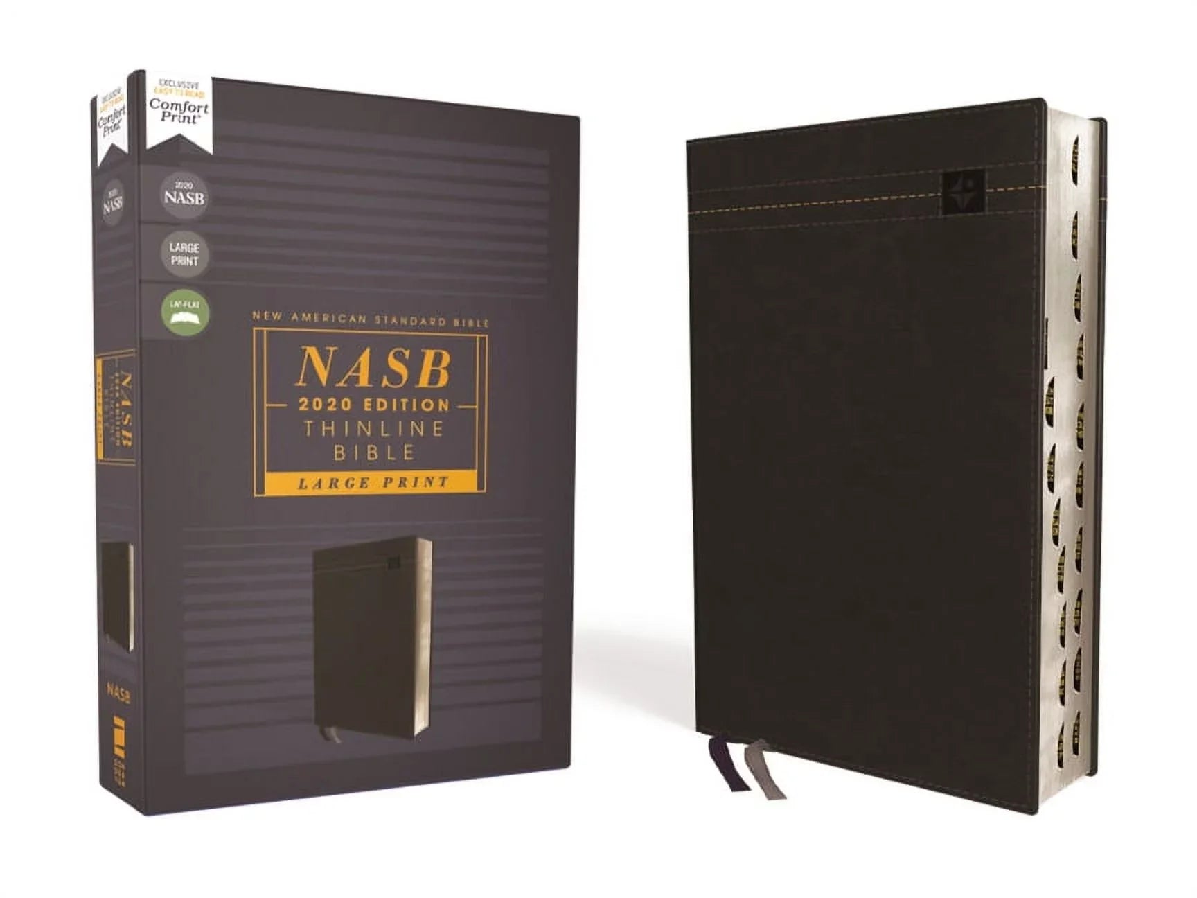 Nasb, Thinline Bible, Large Print, Leathersoft, Black, Red Letter Edition, 2020 Text, Thumb Indexed, Comt Print (Other)(Large Print)