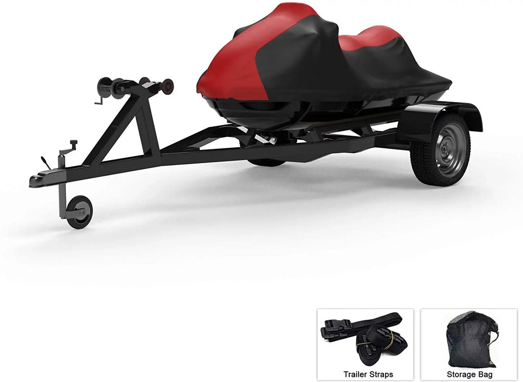 proof Jet Ski Wrap Yamaha VX-C 2021 - RED/Black Color - All - Trailerable - Protects from Rain, Sun, UV Rays, and More! Includes Trailer Straps and Storage Bag