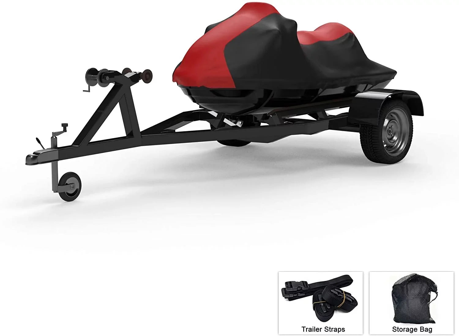 proof Jet Ski Wrap Yamaha VX-C 2021 - RED/Black Color - All - Trailerable - Protects from Rain, Sun, UV Rays, and More! Includes Trailer Straps and Storage Bag