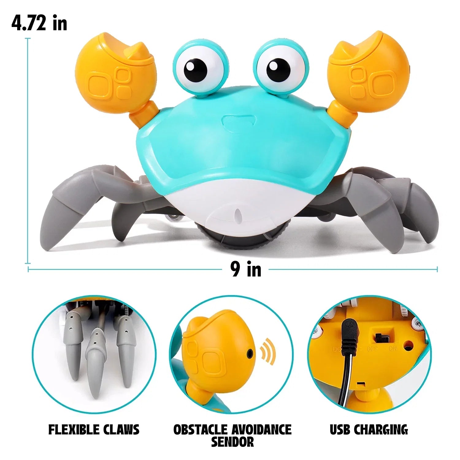 Atlas Stunning Baby Crawling Toys Crab For 3 4 5 6 7 8 9 10 11 12 Babies And 36 Months Old Toddlers Learning Crawl And Music Development Interactive Chirstmas And Birthday Gift