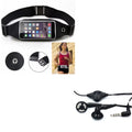 Black Sport Workout Belt Waist Bag Case w Headset OEM 3.5mm Handsfree Earphones A6Z ASUS ZenFone Max Plus M1, ROG Phone, AR 5z 4 Pro 3 Max 2E 2 - Blackberry Z30, Priv, DTek50, Leap, Motion