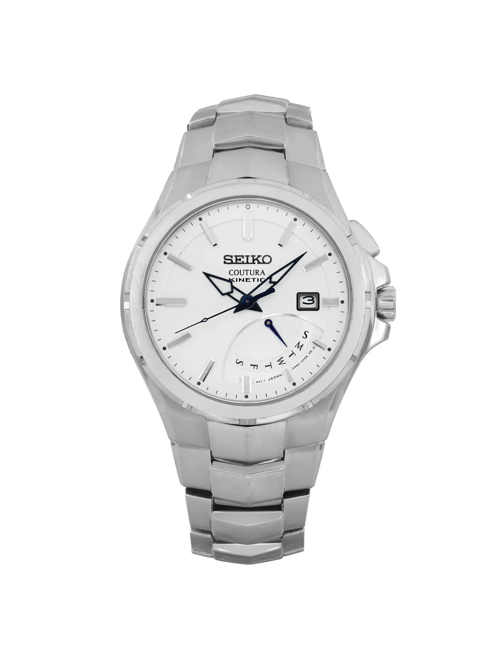 Pre-owned Seiko Coutura 43mm Date Day Steel Mens Watch SRN063 (Good)