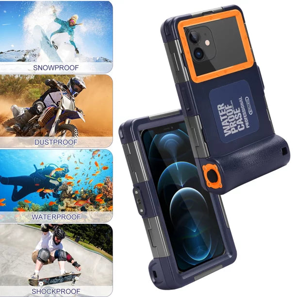 UrbanX Professional [15m/50ft] Swimming Diving Surfing Snorkeling Photo Video Waterproof Protective Case Underwater Housing BLU J2 And all Phones Up to 6.9 Inch LCD with Lanyard