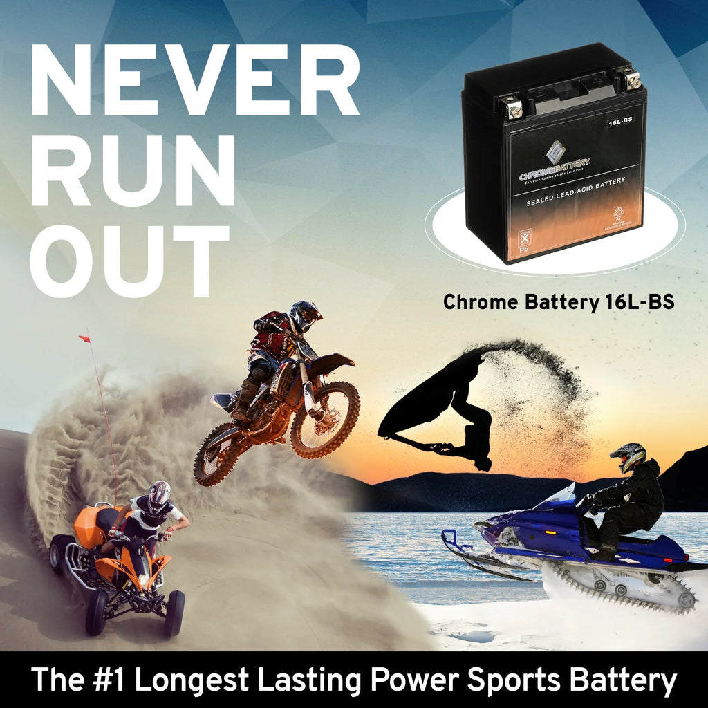 Chrome Battery YTX16L-BS (16L-BS 12 Volt,14 Ah, 230 CCA) Jet Ski Battery Yamaha Wave Runner 1995