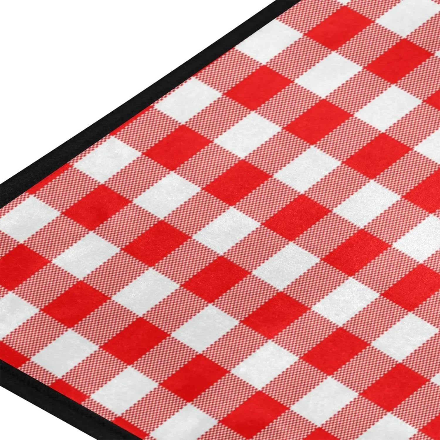 Bestwell Plaid Red and White Kitchen Rug Mat Anti-Fatigue Comt Floor Mat Waterproof Non Slip Washable Kitchen Rug Kitchen Washroom Bedroom Sink 39 x 20 inch