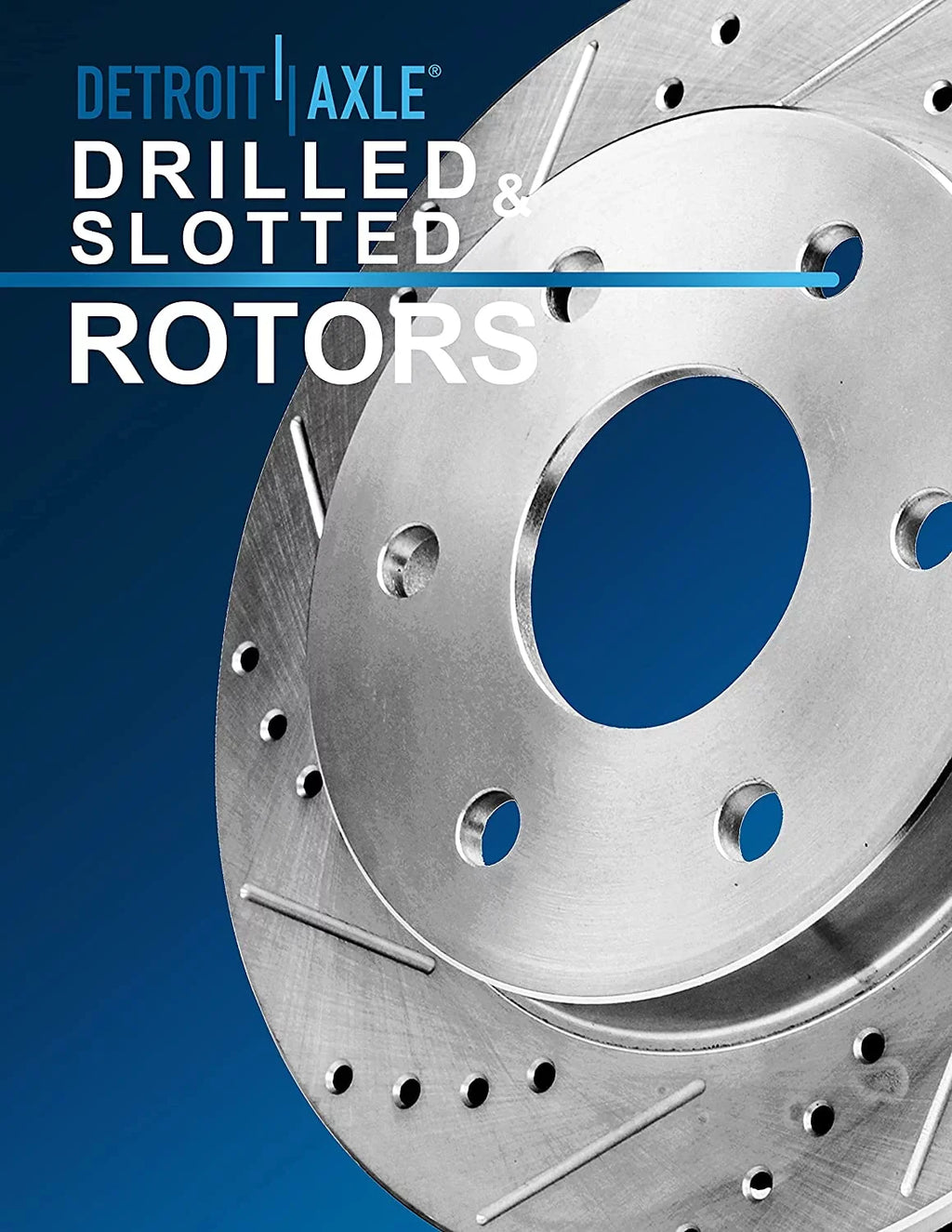 Detroit Axle - 6 Lugs Rear Brake Kit 2012-2020 Ford F-150 Drilled Slotted Disc Brake Rotors Ceramic Brakes Pads 2013 2014 2015 2016 2017 2018 2019 Replacement : 13.7" Rotor