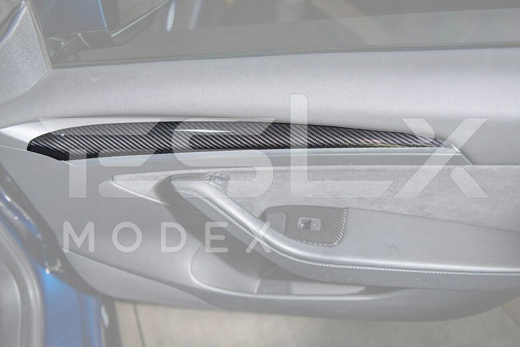 Replacement For 2020-2023 TESLA Model 3 & 2020-Up Model Y Factory Style CARBON FIBER Interior Front Door Trim Panel Protection Pair