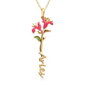 Shop LC 925 Sterling Silver 14K Yellow Gold Plated Pink Green Enameled Aries Zodiac Birth Honeysuckle Pendant Necklace Women Jewelry Gifts Women Size 16-18" Birthday Gifts Women