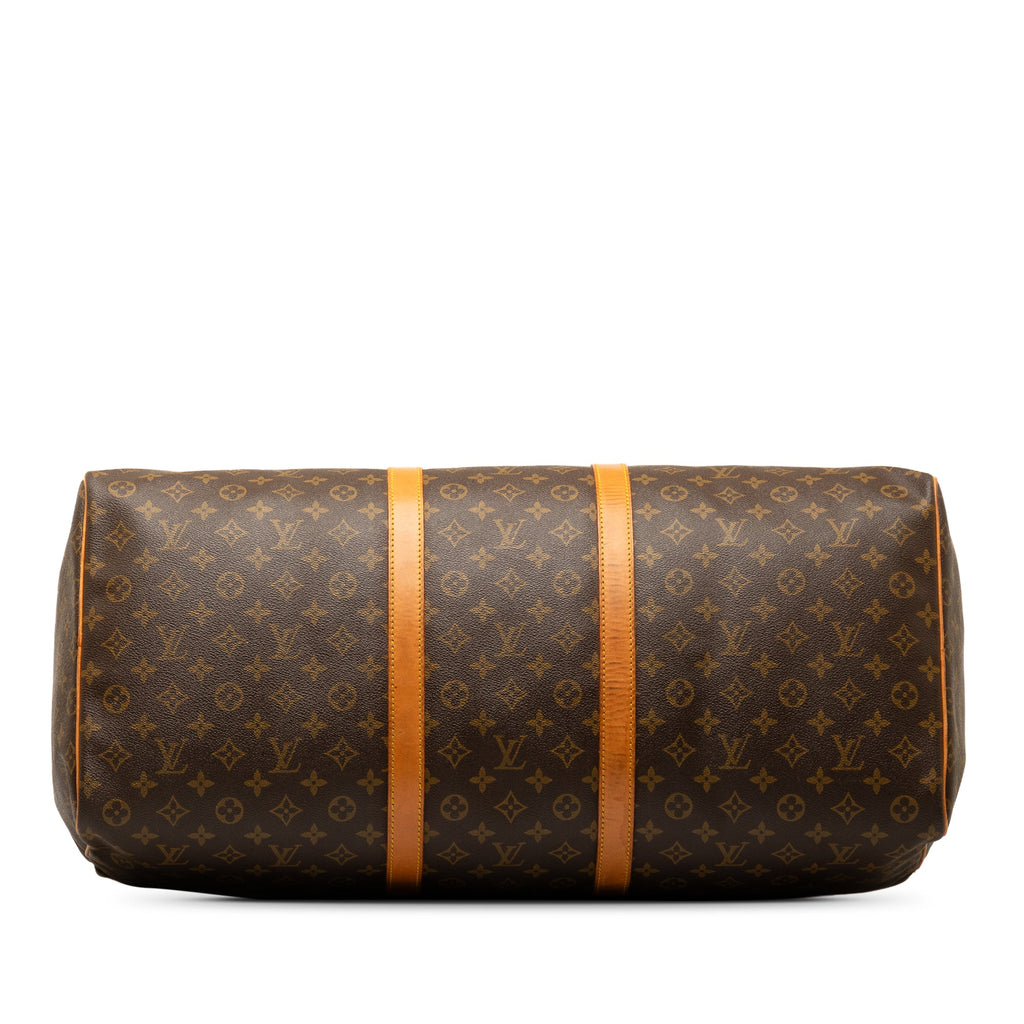 Pre-Owned Authenticated Louis Vuitton Monogram Keepall 60 Canvas Brown Travel Bag WeekenderBag Unisex (Fair)