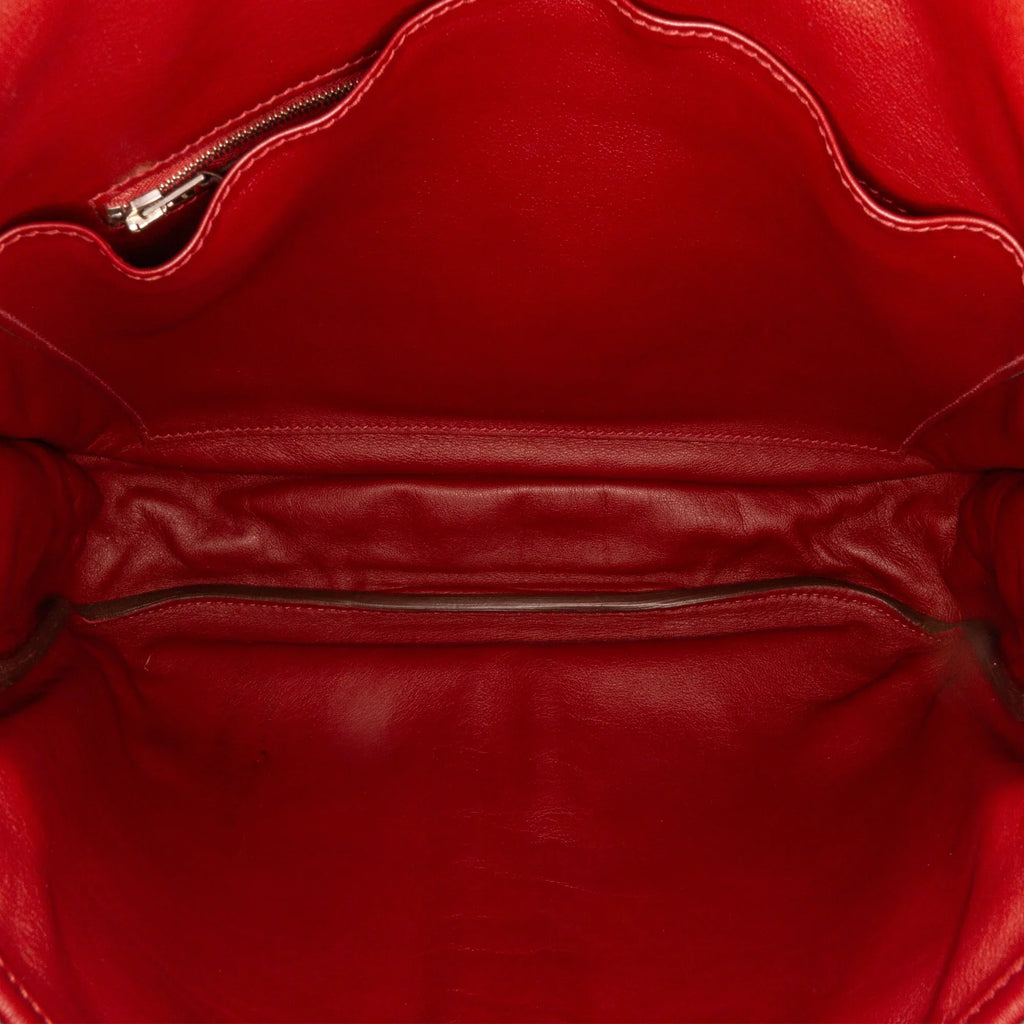 Pre-Owned Authenticated Hermès Sikkim Barda 30 Messenger Bag Calf Leather Red Crossbody Bag Unisex (Good)