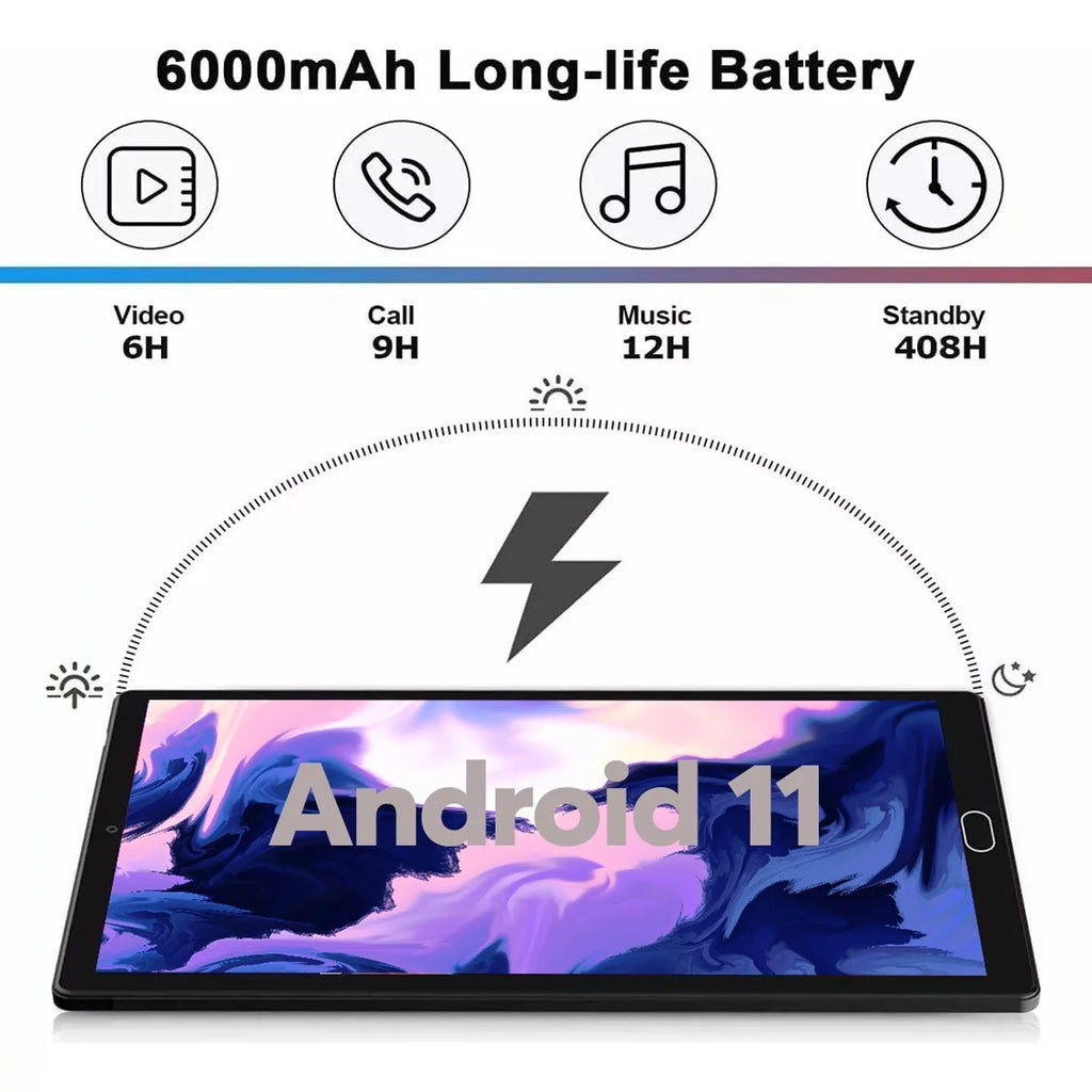 10 inch Tablet Android 11 Tablets with Keyboard, 4GB RAM 64GB ROM 128GB Expand, 5G/2.4G Wi-Fi, HD IPS Display, 6000mAh Tablet PC with Case,Mouse,GMS Certified,Black