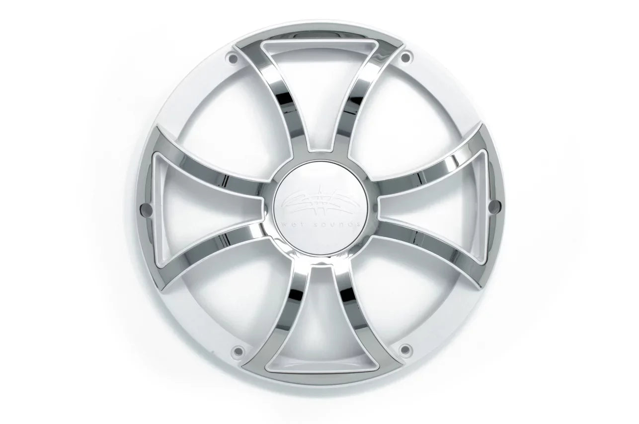 Wet Sounds REVO 10 XS-W-SS GRILL White w/ Stainless XS Open Style Grill the REVO 10 Inch Marine Subwoofer