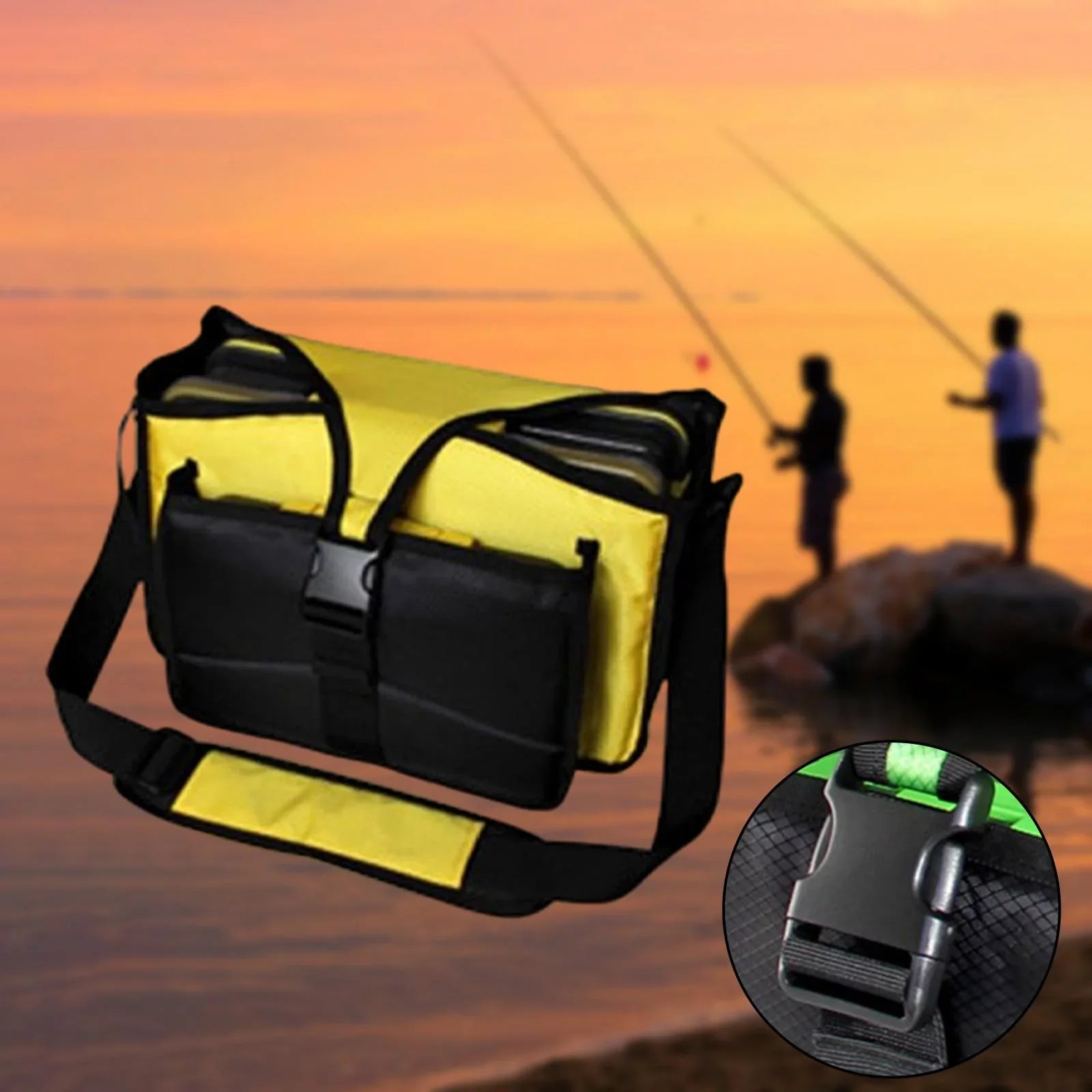 Fishing Tackle Bag Shoulder Bag Fishing Bag Gift Men Storage Bag Portable Tackle Box Organizer fishing lures Bag Sea Fishing Yellow