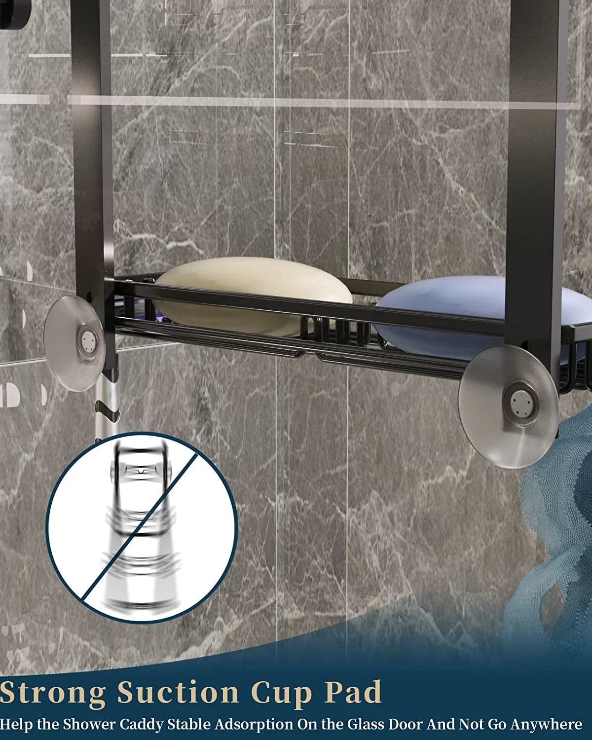 Consumest 4 Tier Over The Door Shower Caddy Shelf with Soap Holder, Adjustable Hanging Shower Organizer with 4 Hooks & 2 Suction Cups, Rustproof Stainless Steel Hanging Shower Caddy Bathroom