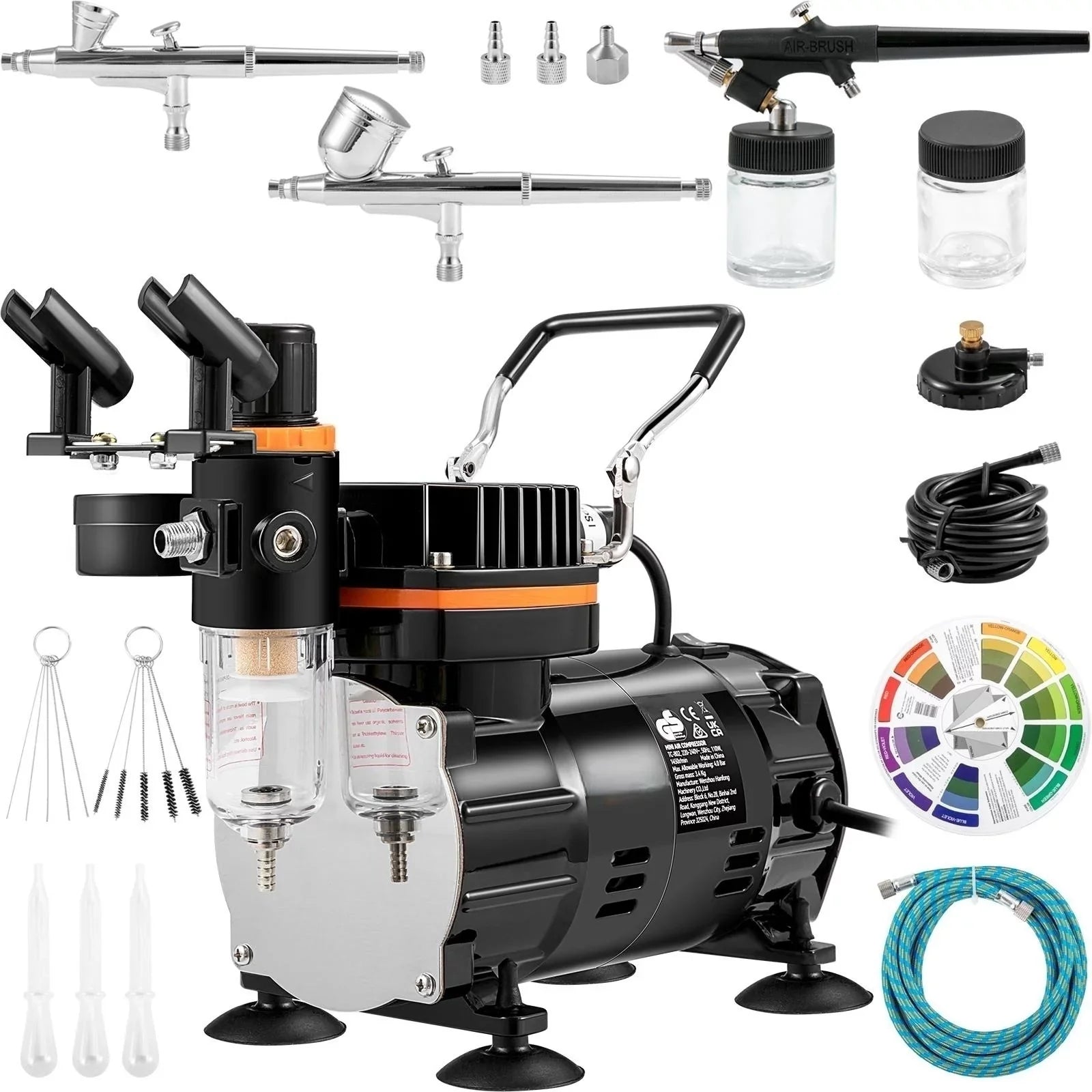 BENTISM Airbrush Kit, Professional Airbrush Set with Compressor, Airbrushing System Kit with Multi-purpose Dual-action Gravity Feed Airbrushes, Art Nail Cookie Tatto