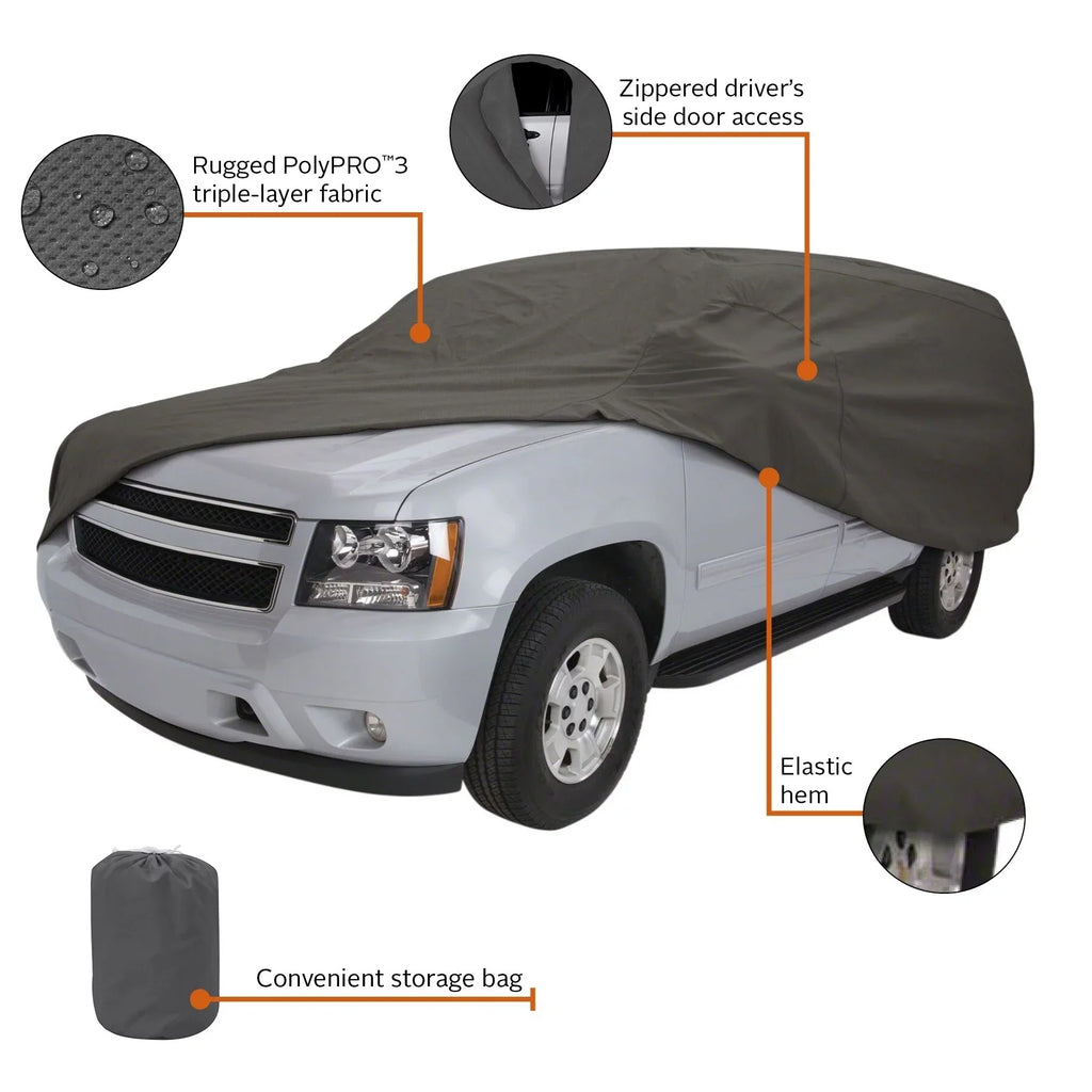 Classic Accessories OverDrive PolyPRO™ 3 Heavy-Duty Car Protection - Compact SUV or Truck Coating Up to 187"L, Charcoal
