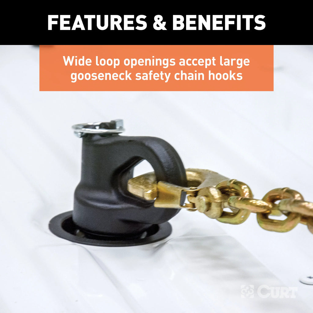 CURT Mfg 60692 OEM- Gooseneck Ball & Safety Chain Anchor Kit GM - Fits GM pickup trucks with factory tow packages | Includes storage case and rubber hole Shield