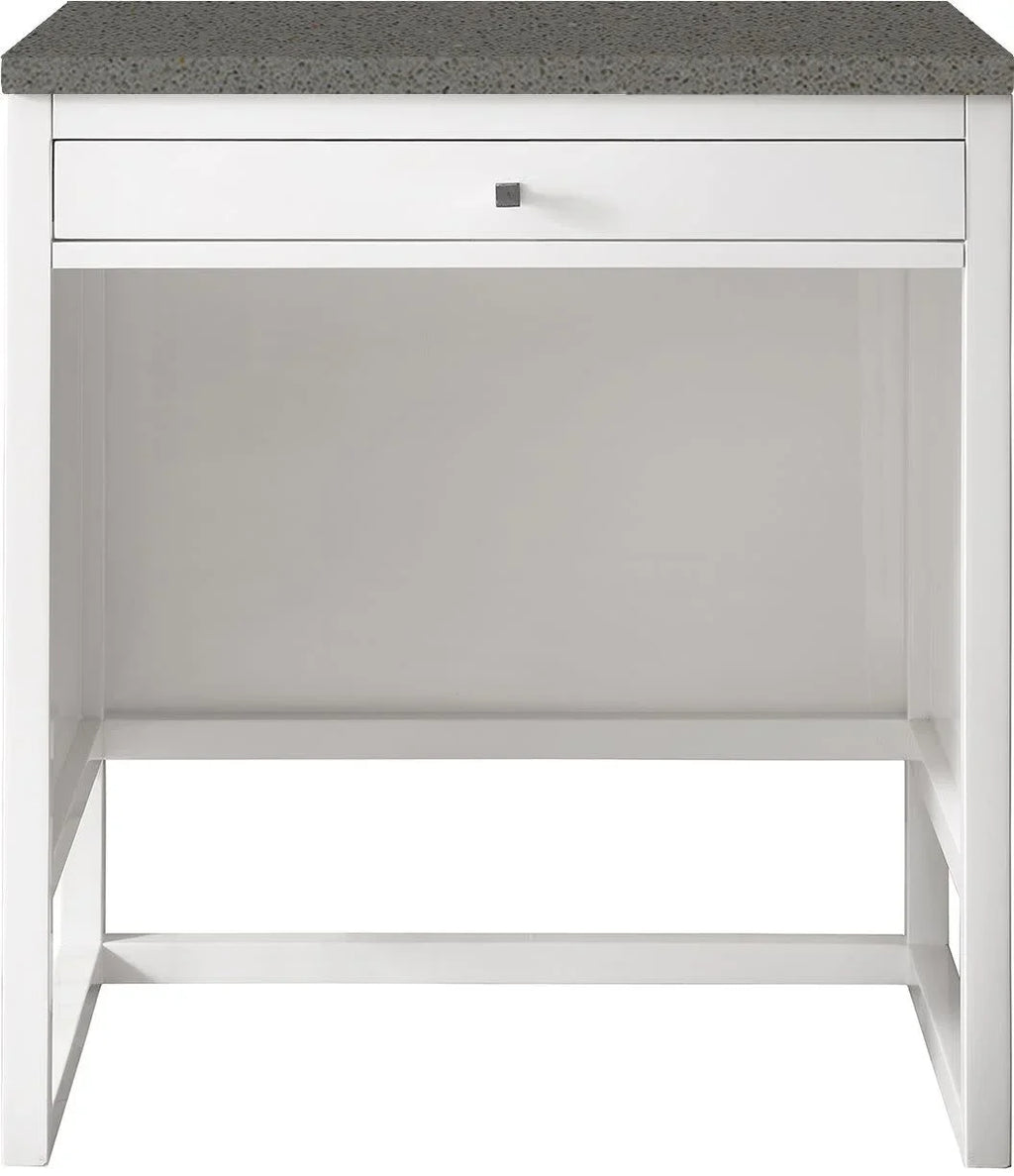 James Martin Furniture 30 in. Athens Countertop Unit with 3 CM Grey Expo Quartz Top, Glossy White
