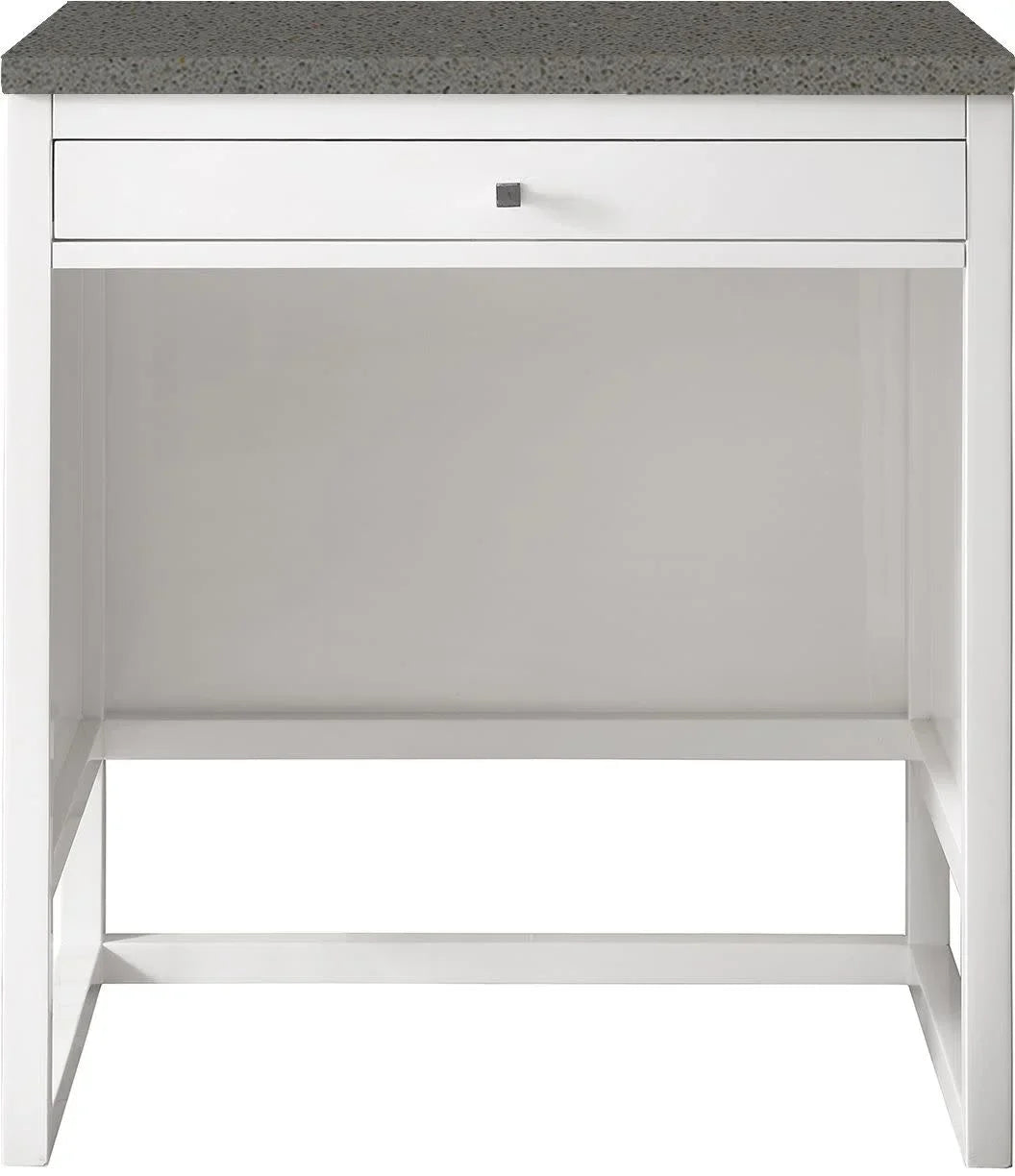 James Martin Furniture 30 in. Athens Countertop Unit with 3 CM Grey Expo Quartz Top, Glossy White