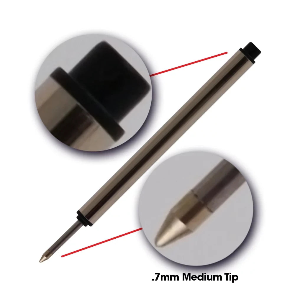 Jaymo Replacement Montblanc 113778 - Measures 3.84 in / 97 mm Long - Capless Rollerball Pen Refill - 24 Blue