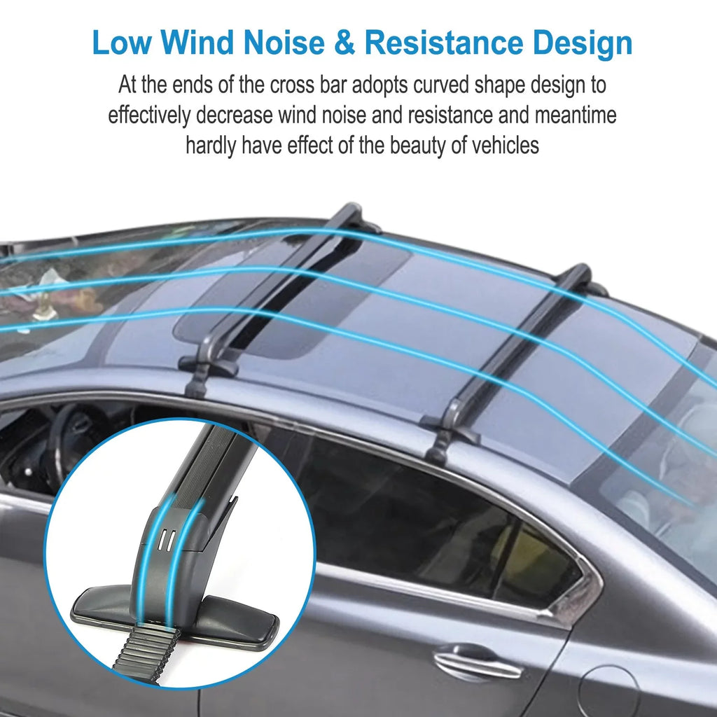 Universal Car Roof Rack Cross Bar, 43in Crossbar with Anti-Theft Lock Adjustable Window Frame Hooks Bike Kayak Cargo Luggage-2 Pieces