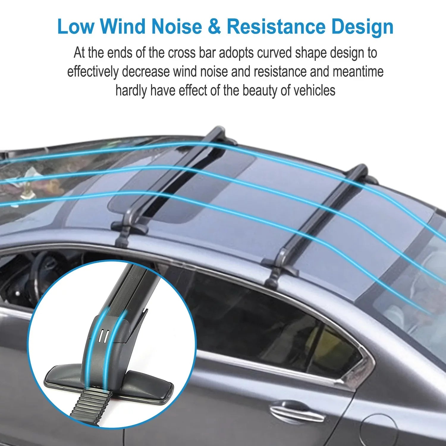 Universal Car Roof Rack Cross Bar, 43in Crossbar with Anti-Theft Lock Adjustable Window Frame Hooks Bike Kayak Cargo Luggage-2 Pieces