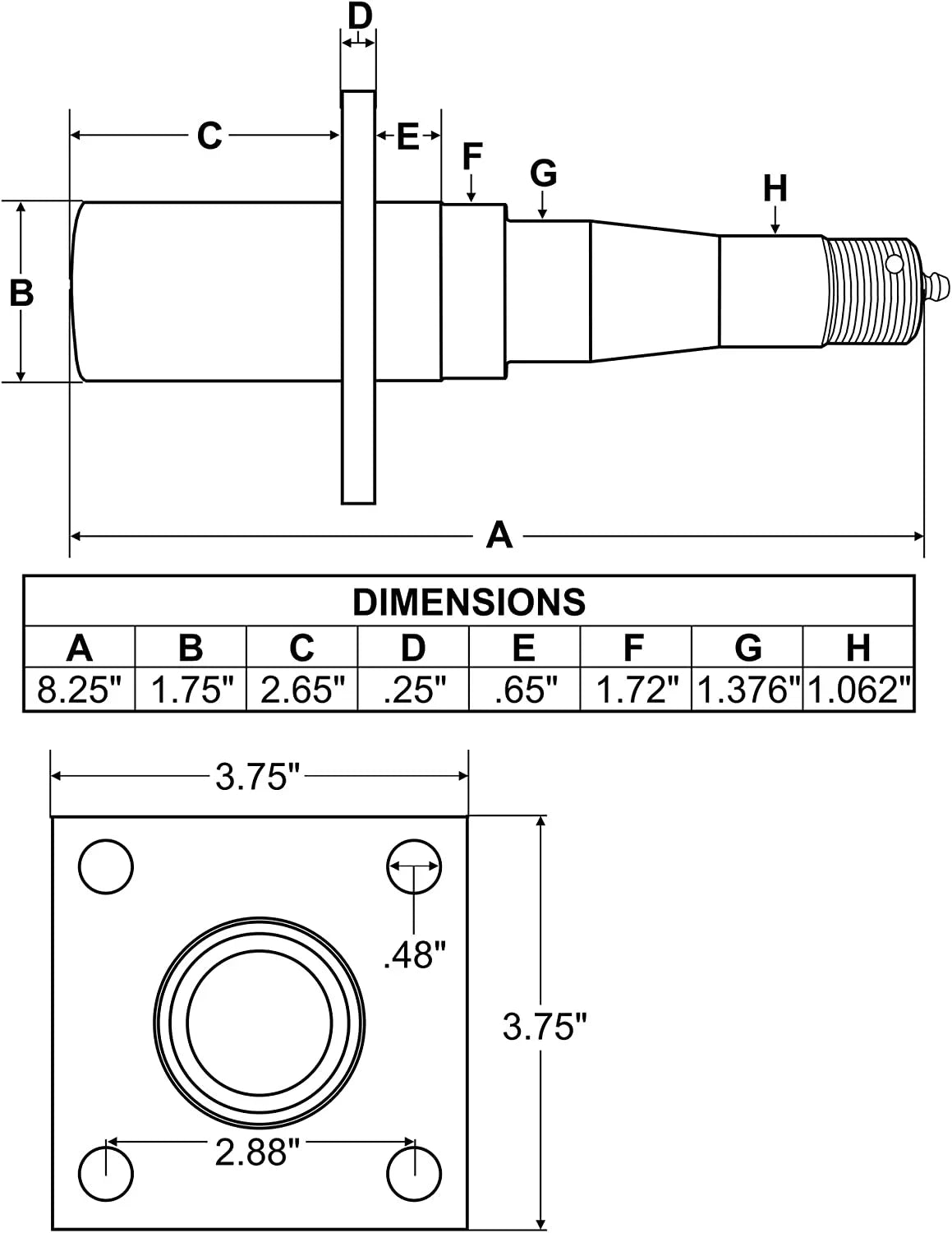 Pair of 5-Bolt on 4-1/2 Inch Trailer Hub Assemblies - Includes (2) Flanged, 1-3/8 Inch to 1-1/16 Inch Tapered Spindles &amp; Bearings