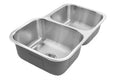 Houzer MEC-3220SR-1 31-1/2" x 17-15/16" x 20-3/16" 31-1/2" x 20-3/16" Stainless Steel Undermount 60/40 Double Bowl Kitchen Sink, Small Bowl Right