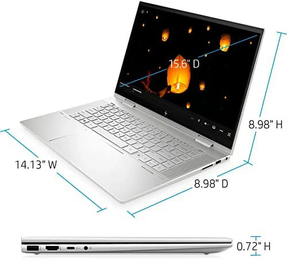 HP 2022 Envy X360 15.6" FHD IPS Touchscreen 2-in-1 Laptop 12th Intel Core i7-1260P 12-Core Iris Xe Graphics 16GB DDR4 1TB SSD Thunderbolt 4 WiFi 6 Backlit KB FP Reader Win 11 Home w/ RATZK 32GB USB