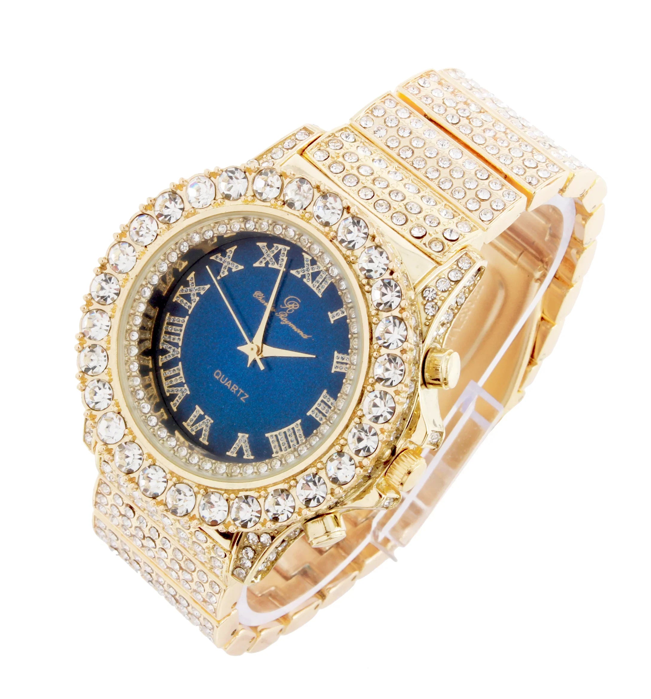 Charles Raymond Thick Bling'ed Out Rolly Look Silver dial - Oversize Iced-out on Blast Metal band Hip Hop Men's Wristwatch- ST10238