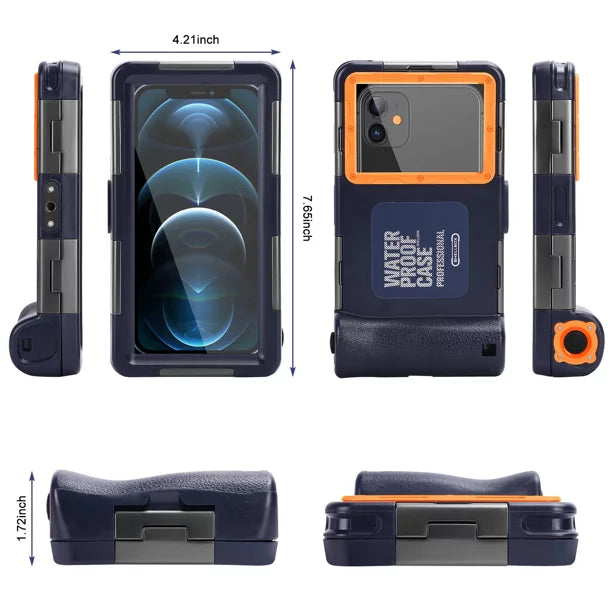 UrbanX Professional [15m/50ft] Swimming Diving Surfing Snorkeling Photo Video Waterproof Protective Case Underwater Housing BLU J2 And all Phones Up to 6.9 Inch LCD with Lanyard