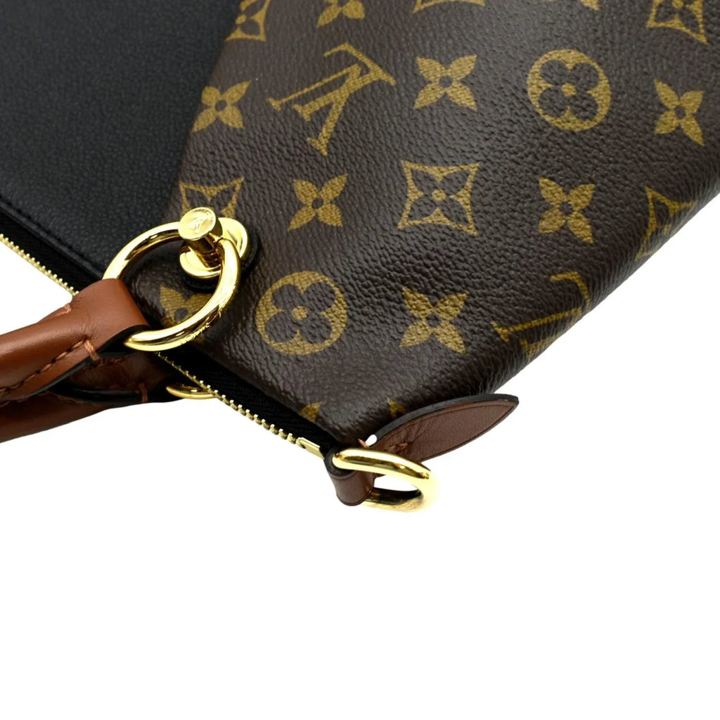 Pre-owned LOUIS VUITTON V MM Monogram Leather Hobo Bag Black