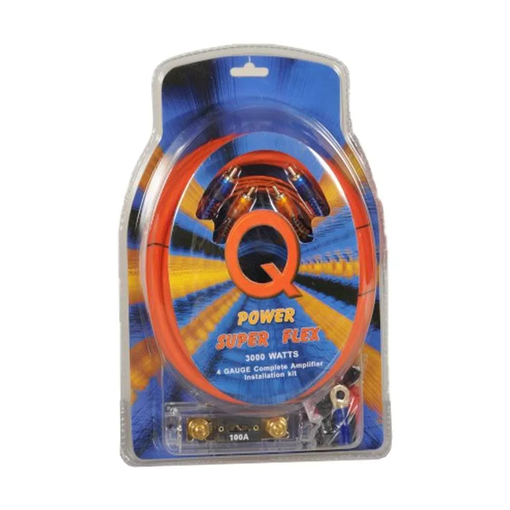 QPower Super Flex 4-Gauge 3000-watt Car Audio Amplifier Wiring Kit, 2 Pack