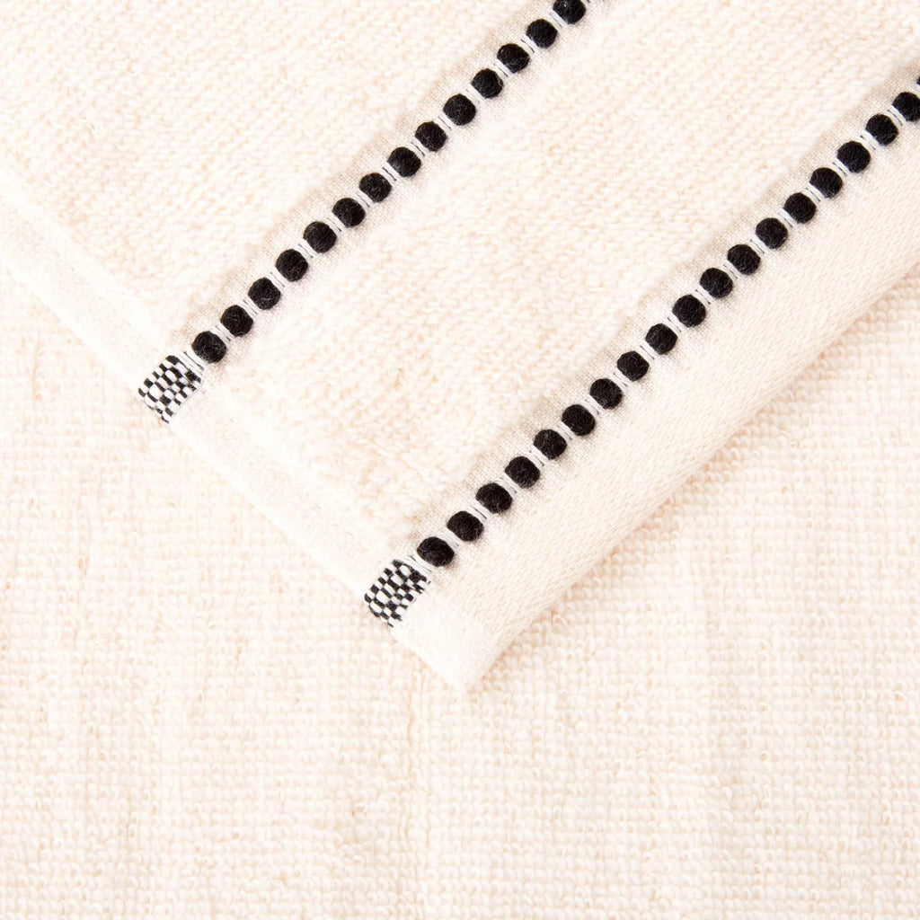 Trademark Global Luxury Cotton Towel Set- Quick Dry Zero Twist & Soft Set, Bone & Black - 6 Piece