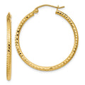 Real 14kt Yellow Gold Diamond-cut 2mm Round Tube Hoop Earrings; Adults and Teens; Women and Men
