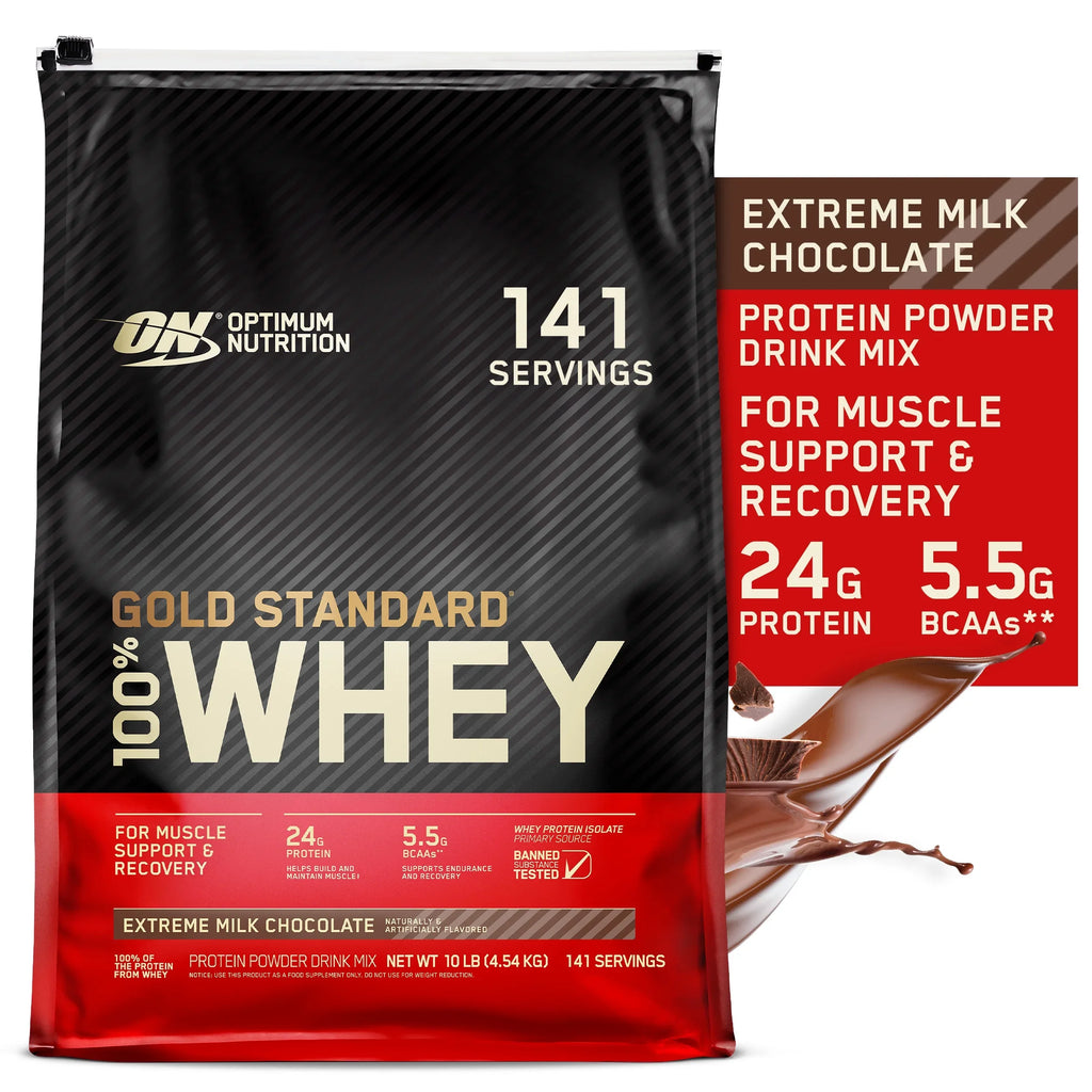 Optimum Nutrition, Gold Standard 100% Whey Protein Powder, Extreme Milk Chocolate, 10 lb, 141 Servings