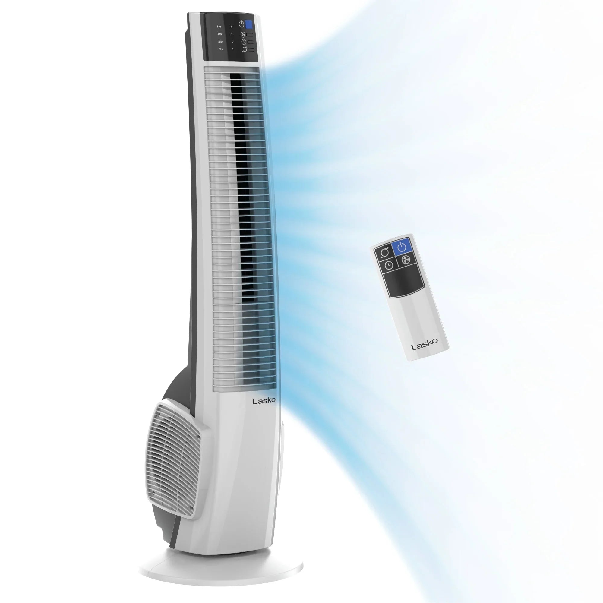 Lasko 39" 4-Speed Oscillating Hybrid Tower Fan with Timer and Remote, White, T38400, New
