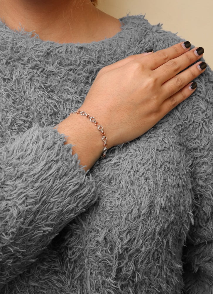 Haus of Brilliance 14K Rose Gold Plated .925 Sterling Silver 1/4 Cttw Womens Round cut Lobster Claw Clasp Diamond Heart Link Bracelet (I-J Color, I2-I3 Clarity) - Size 7" Inches