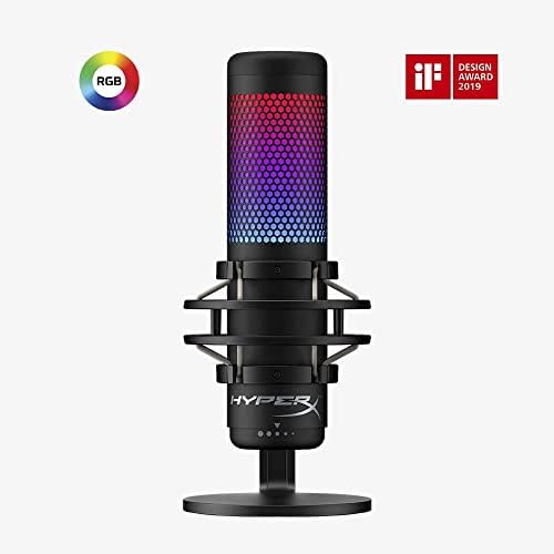 HyperX QuadCast 2 S â USB Microphone, with RGB Lighting, Streaming and Podcasting, with On-Board Controls, LED Lighting, Removable Shock Mount, PC, Mac, USB-C - Black
